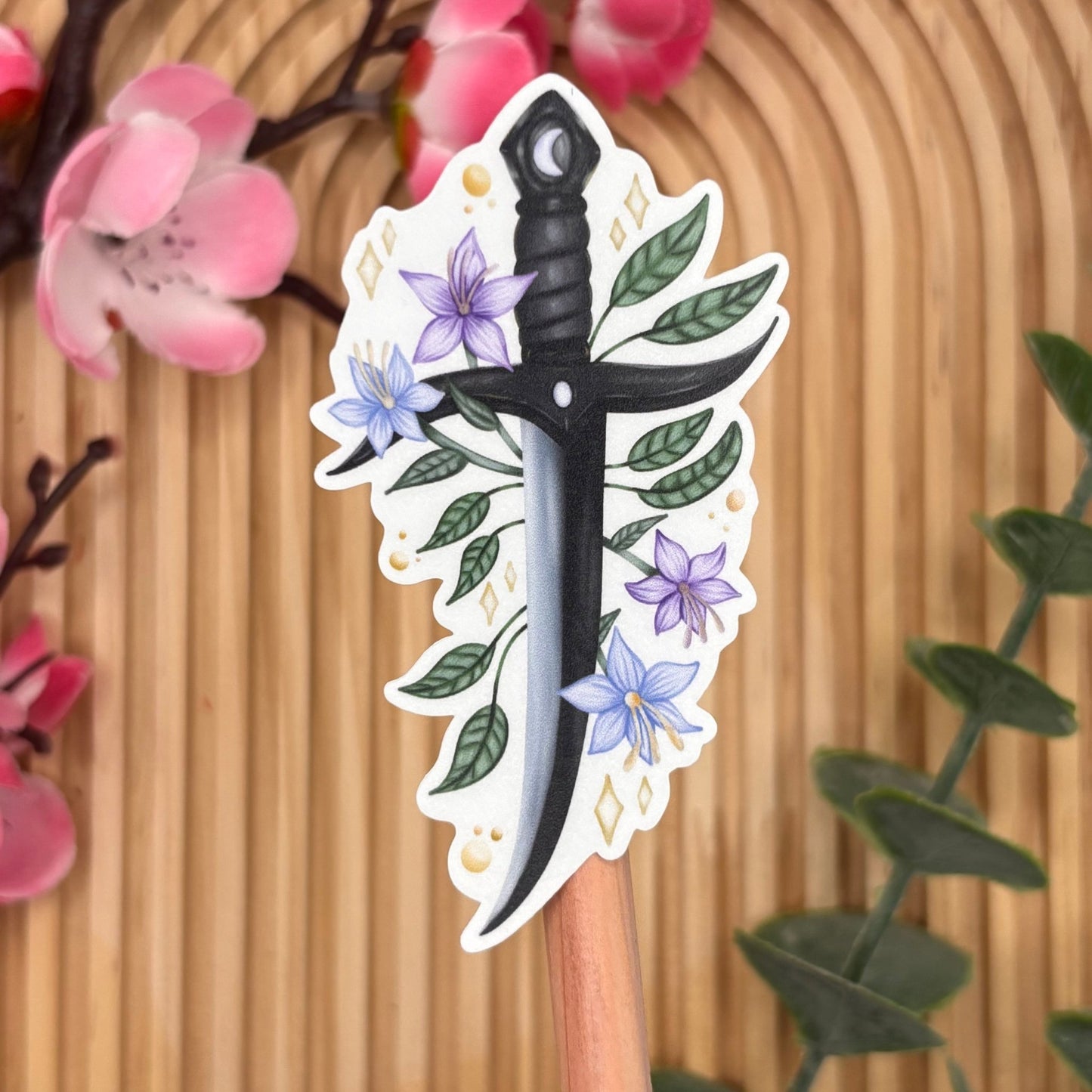 Floral dagger – Cute Stabby Die - Cut Vinyl Sticker - Stationery Passion