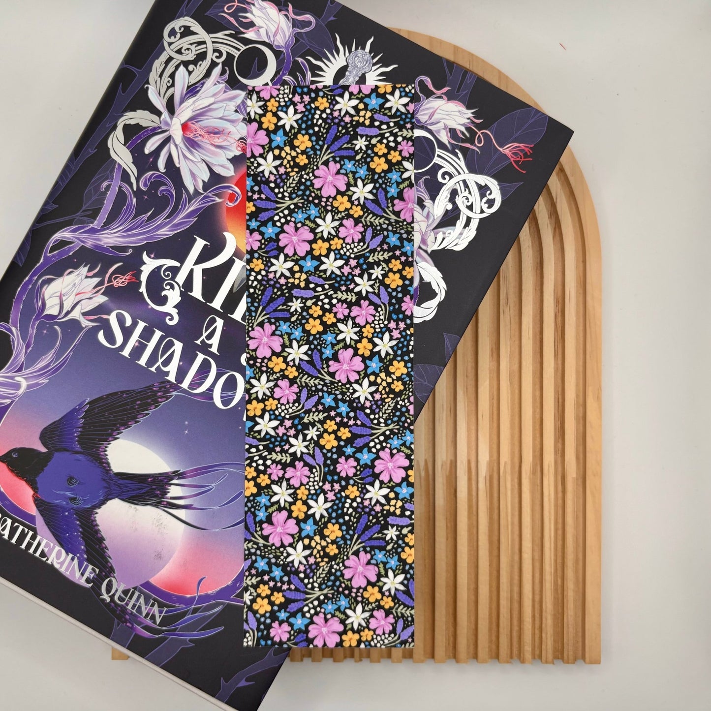 Midnight Bloom – Floral Bookmark on Black Background | Handmade & Laminated - Stationery Passion