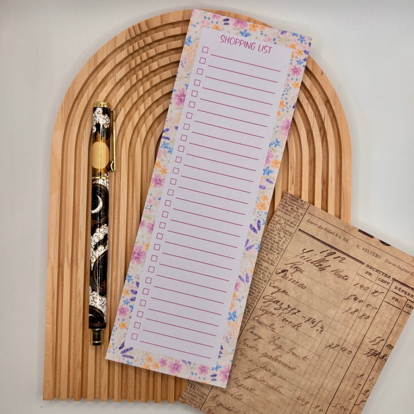 Pastel Bloom – Shopping List Pad with Floral Border & Checkboxes | 50 Pages - Stationery Passion