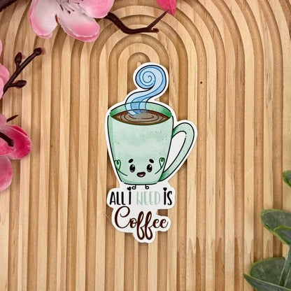 All I Need Is Coffee – Green Mug Vinyl Sticker - Stationery Passion