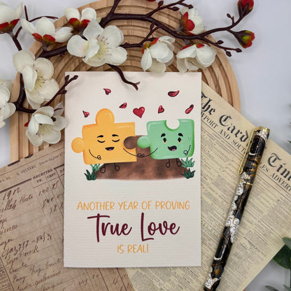 Another Year of True Love – A6 Puzzle Piece Greeting Card - Stationery Passion