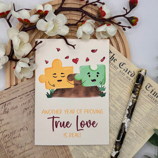 Another Year of True Love – A6 Puzzle Piece Greeting Card - Stationery Passion