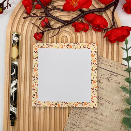 Autumn Shroomies – Square Notepad with Mushroom Border | 50 Pages - Stationery Passion