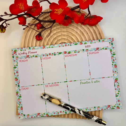 Berry Sweet – A5 Weekly Planner Pad with Strawberry Design | 52 Pages - Stationery Passion
