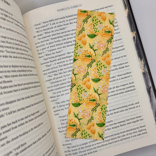 Citrus Days – Lemon Pattern Bookmark | Handmade Summer Stationery - Stationery Passion