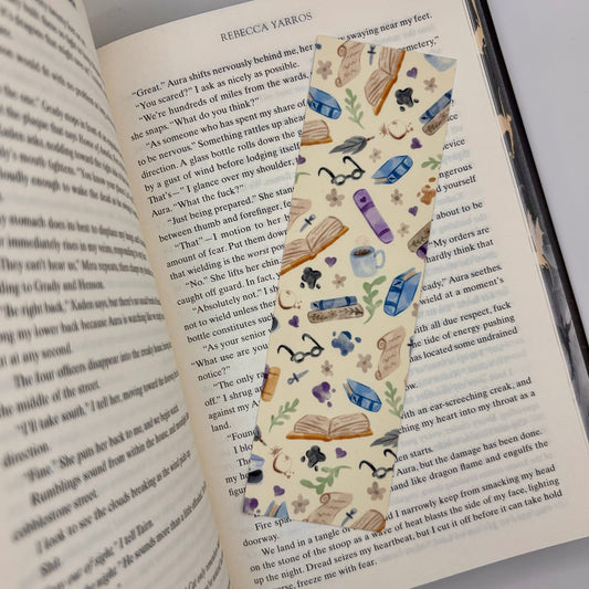 Cozy Reading Vibes – Book - Themed Pattern Bookmark | Handmade Bookish Stationery - Stationery Passion