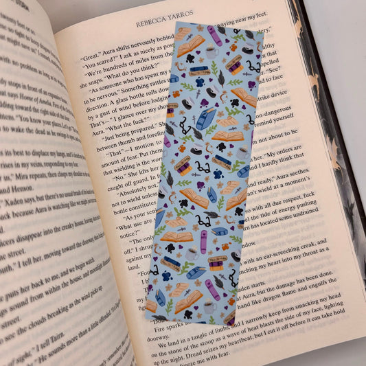 Cozy Reads – Blue Pattern Bookmark for Book Lovers | Handmade & Laminated - Stationery Passion