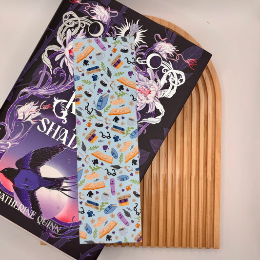 Cozy Reads – Blue Pattern Bookmark for Book Lovers | Handmade & Laminated - Stationery Passion