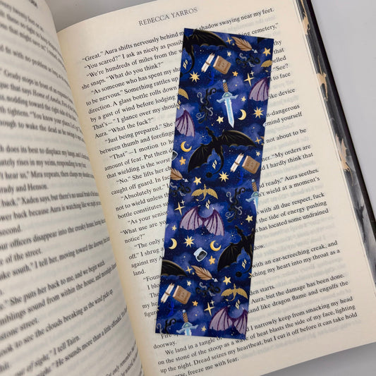 Draconic Daydreams – Fantasy Pattern Bookmark with Dragons | Handmade Stationery - Stationery Passion