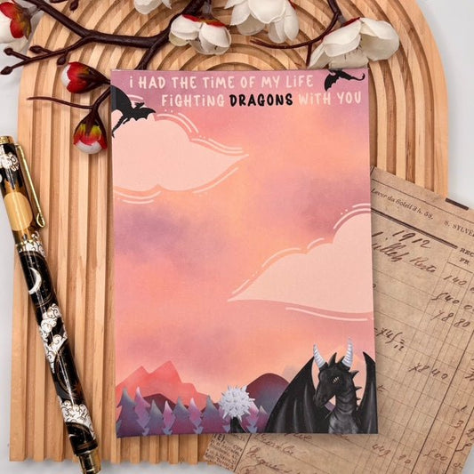 Fighting Dragons With You – A6 Notepad for Romantasy & Fantasy Lovers - Stationery Passion
