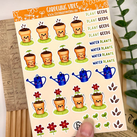 Gardening Vibes – A6 Plant Sticker Sheet | Planner & Journal Stickers - Stationery Passion