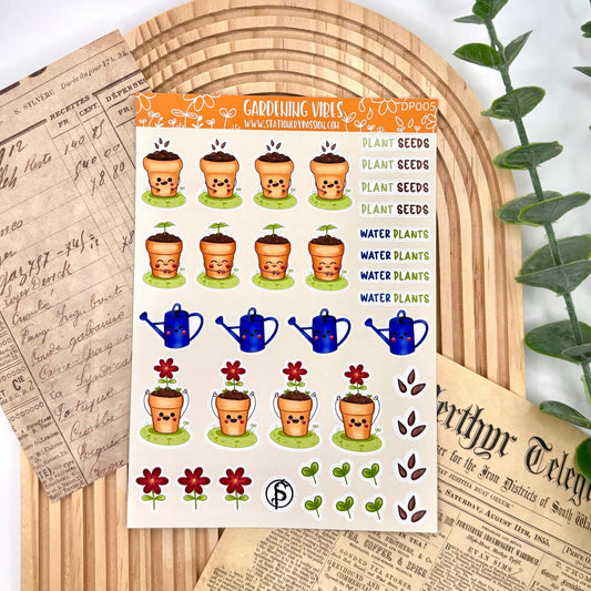 Gardening Vibes – A6 Plant Sticker Sheet | Planner & Journal Stickers - Stationery Passion