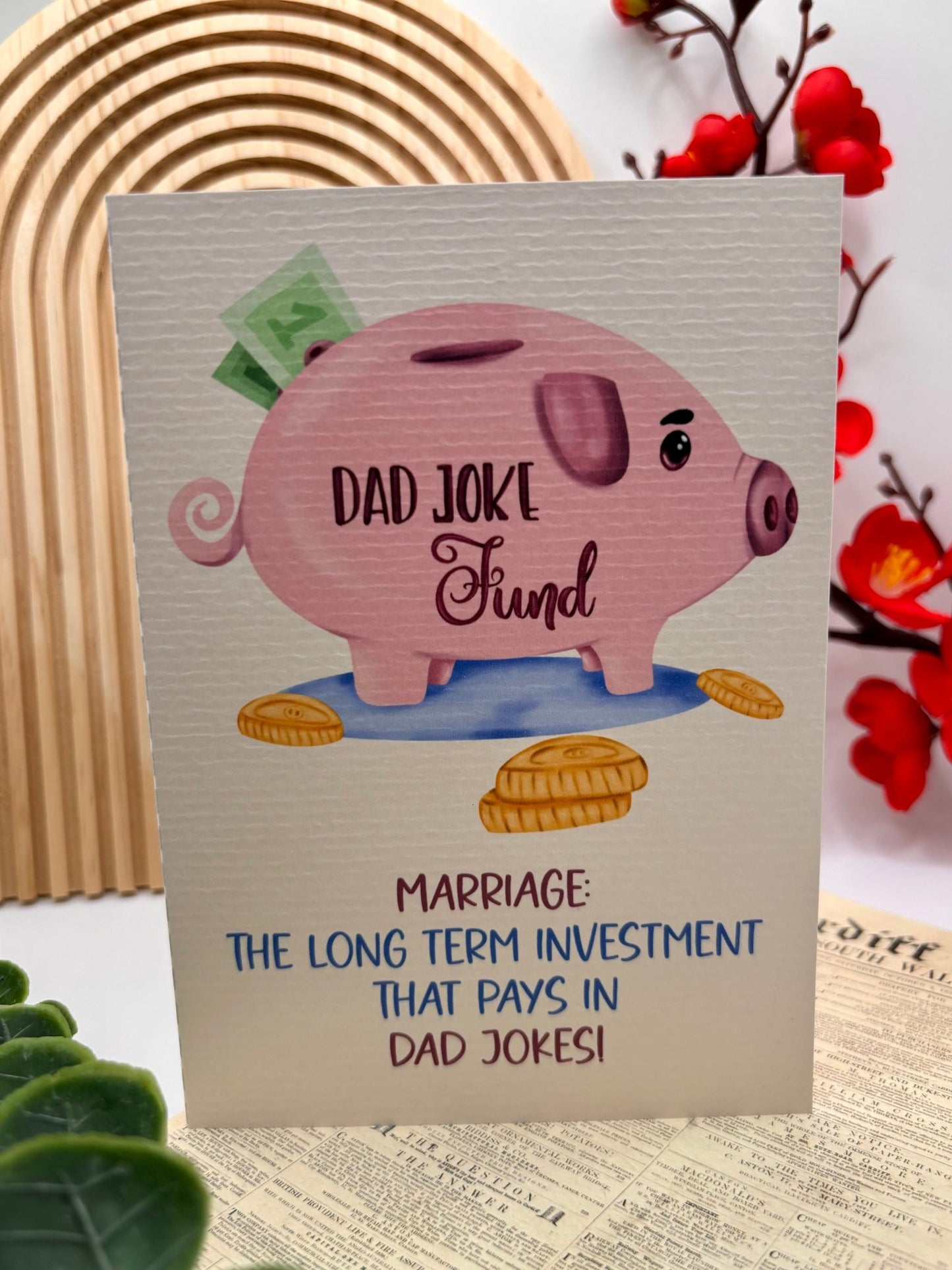 Marriage: The Dad Joke Fund – A6 Funny Wedding or Anniversary Card - Stationery Passion
