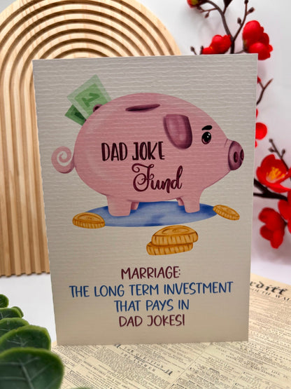 Marriage: The Dad Joke Fund – A6 Funny Wedding or Anniversary Card - Stationery Passion