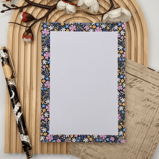 Midnight Bloom – A6 Floral Notepad | Handmade Stationery - Stationery Passion