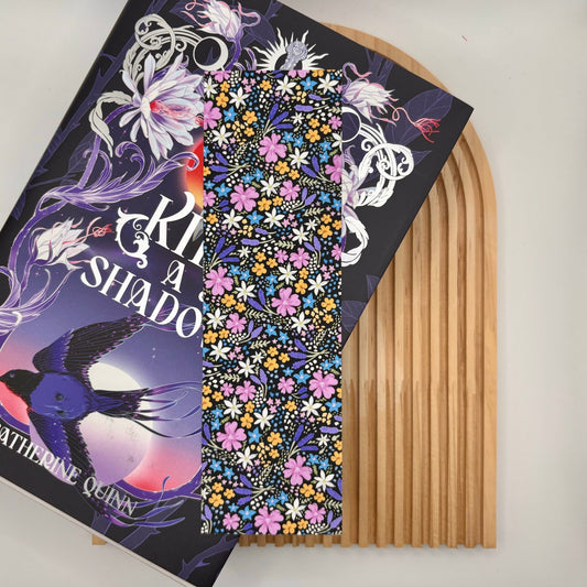 Midnight Bloom – Floral Bookmark on Black Background | Handmade & Laminated - Stationery Passion