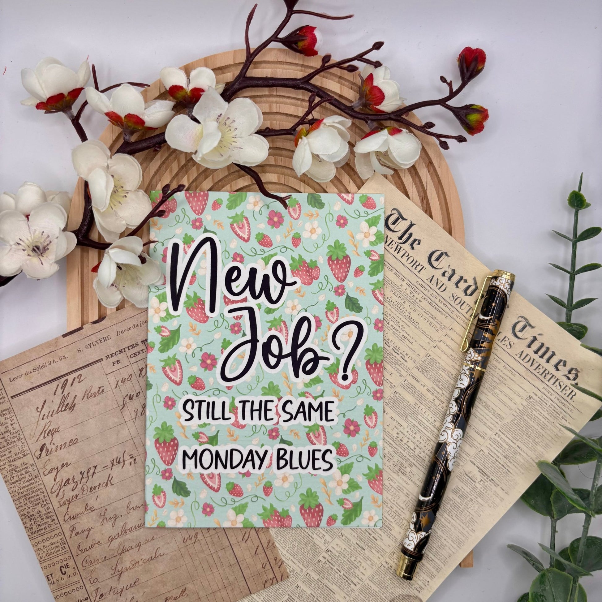 New Job? Same Monday Blues – A6 Funny Career Greeting Card - Stationery Passion