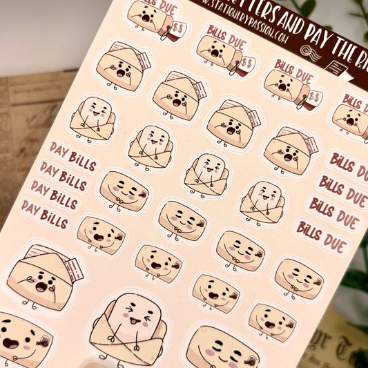 Post Letters & Pay the Bills – A6 Planner Sticker Sheet - Stationery Passion