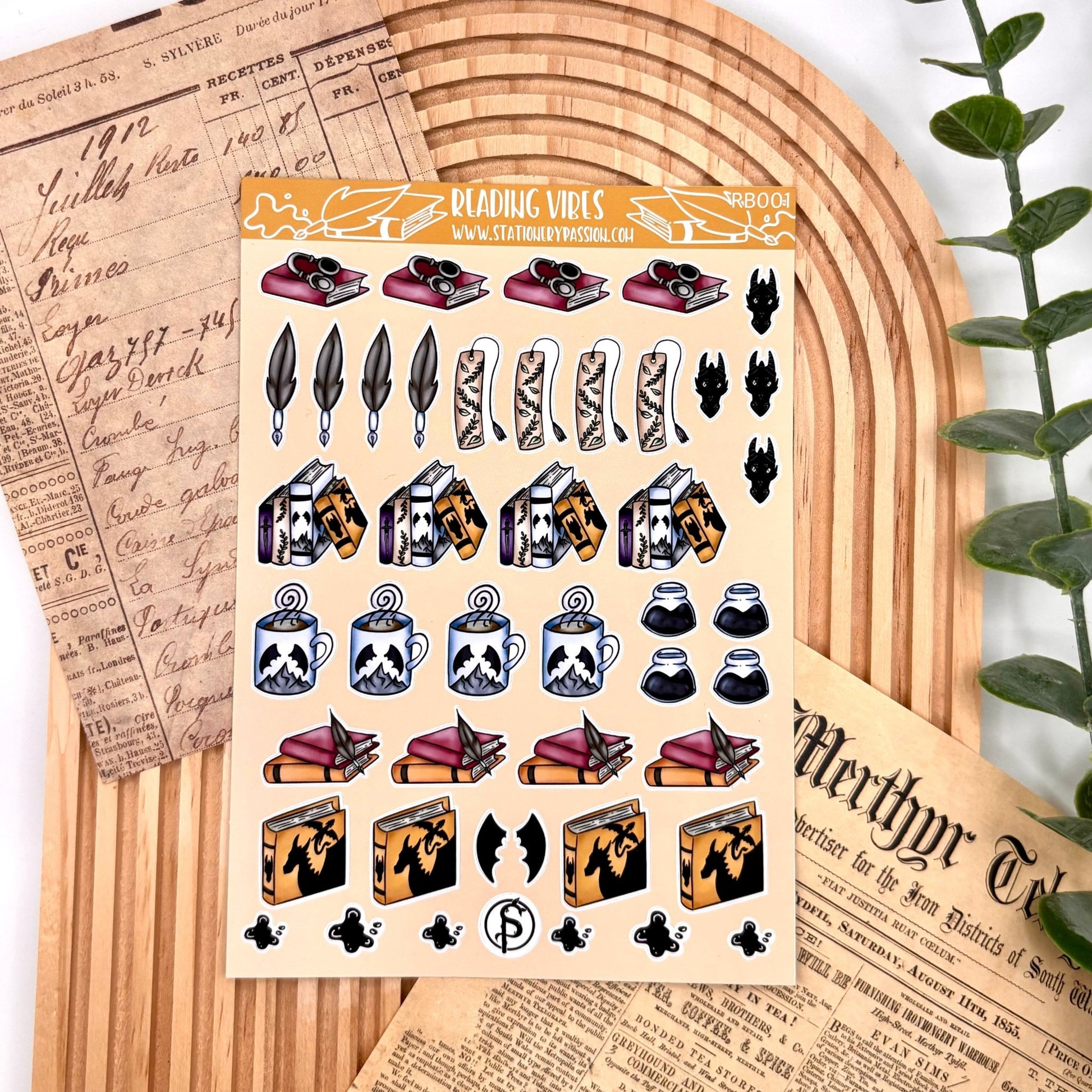 Reading Vibes – A6 Bookish Fantasy Sticker Sheet | For Planners & Journals - Stationery Passion