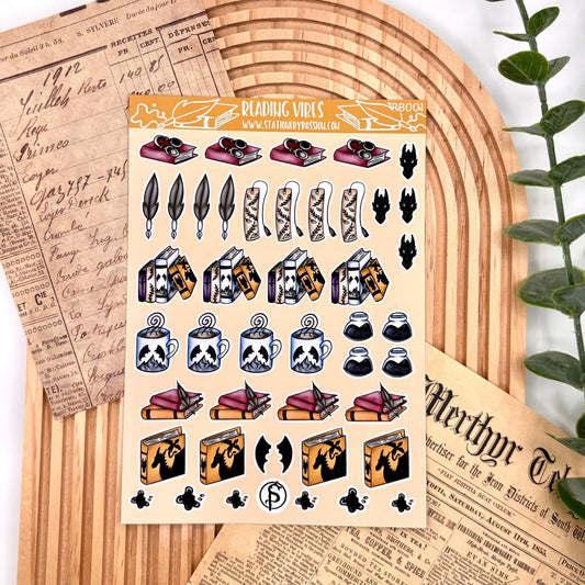 Reading Vibes – A6 Bookish Fantasy Sticker Sheet | For Planners & Journals - Stationery Passion