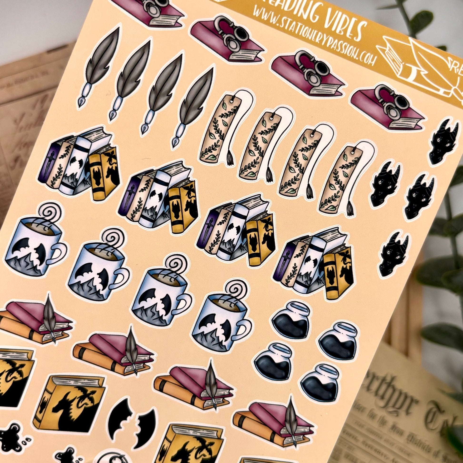 Reading Vibes – A6 Bookish Fantasy Sticker Sheet | For Planners & Journals - Stationery Passion