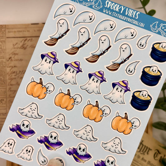 Spooky Vibes – A6 Ghost Sticker Sheet | Halloween Planner Stickers - Stationery Passion