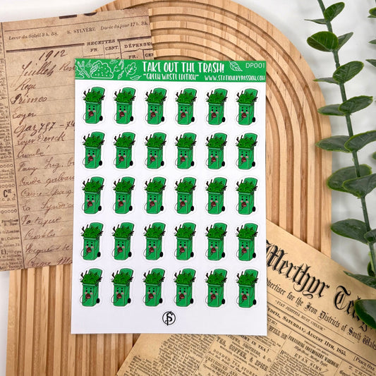 Take Out the Trash! – Green Waste Edition | A6 Planner Sticker Sheet - Stationery Passion