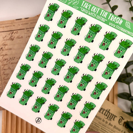 Take Out the Trash! – Green Waste Edition | A6 Planner Sticker Sheet - Stationery Passion