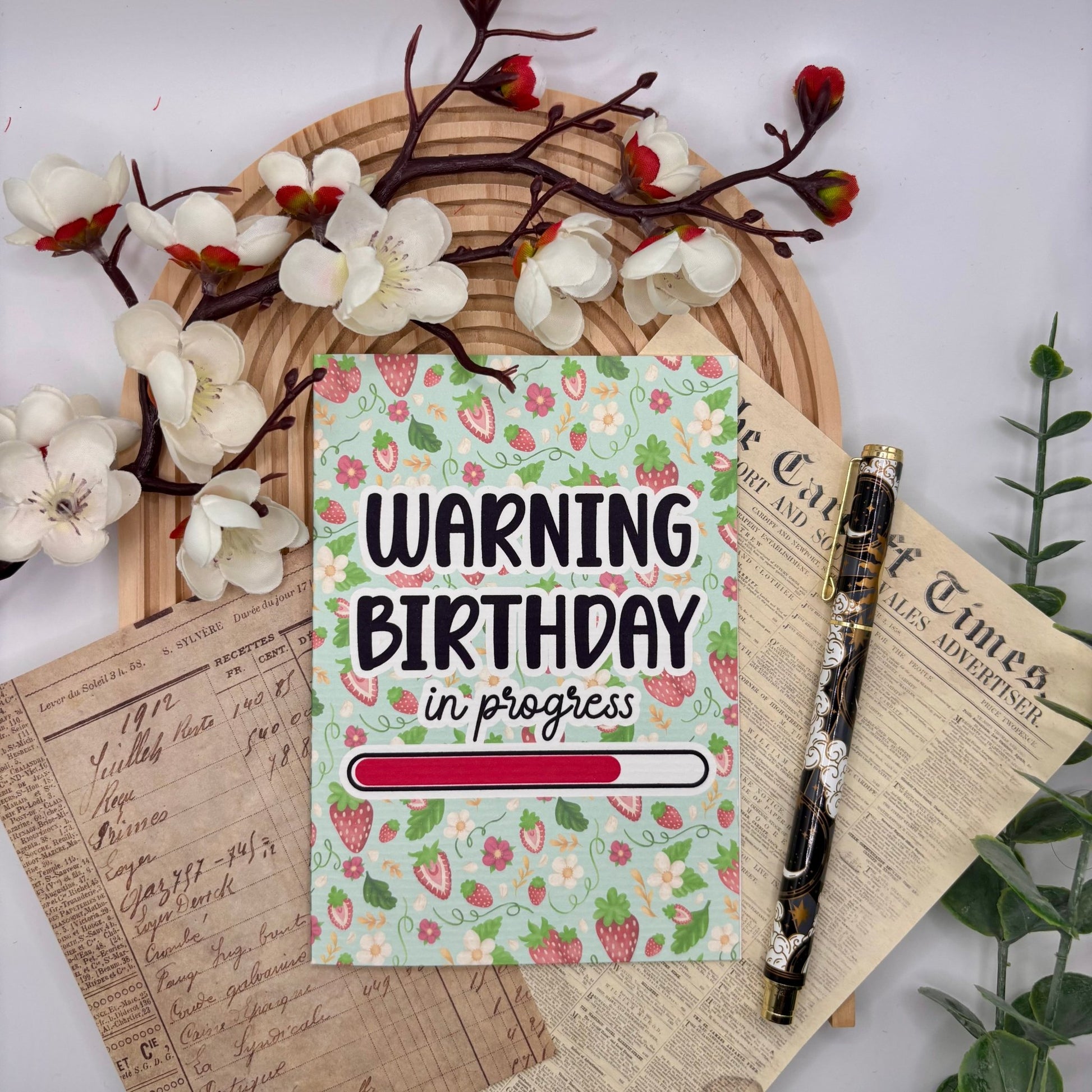 Warning: Birthday in Progress – A6 Funny Tech Card with Loading Bar - Stationery Passion