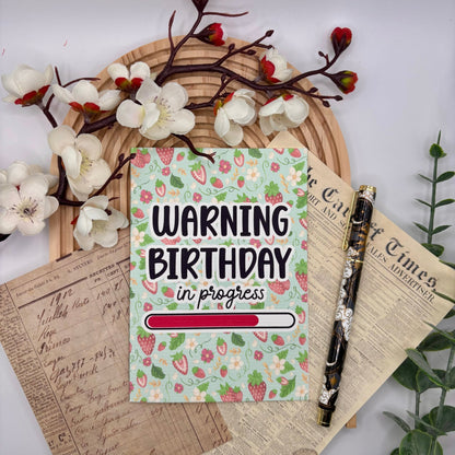 Warning: Birthday in Progress – A6 Funny Tech Card with Loading Bar - Stationery Passion